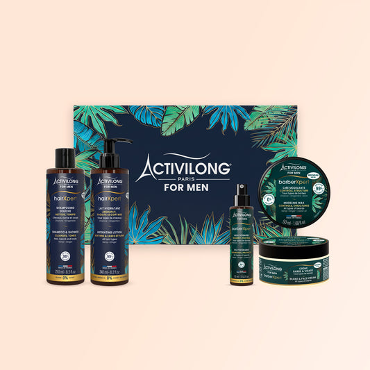 Visuel présentant les 5 produits Activilong For Men formant le coffret.