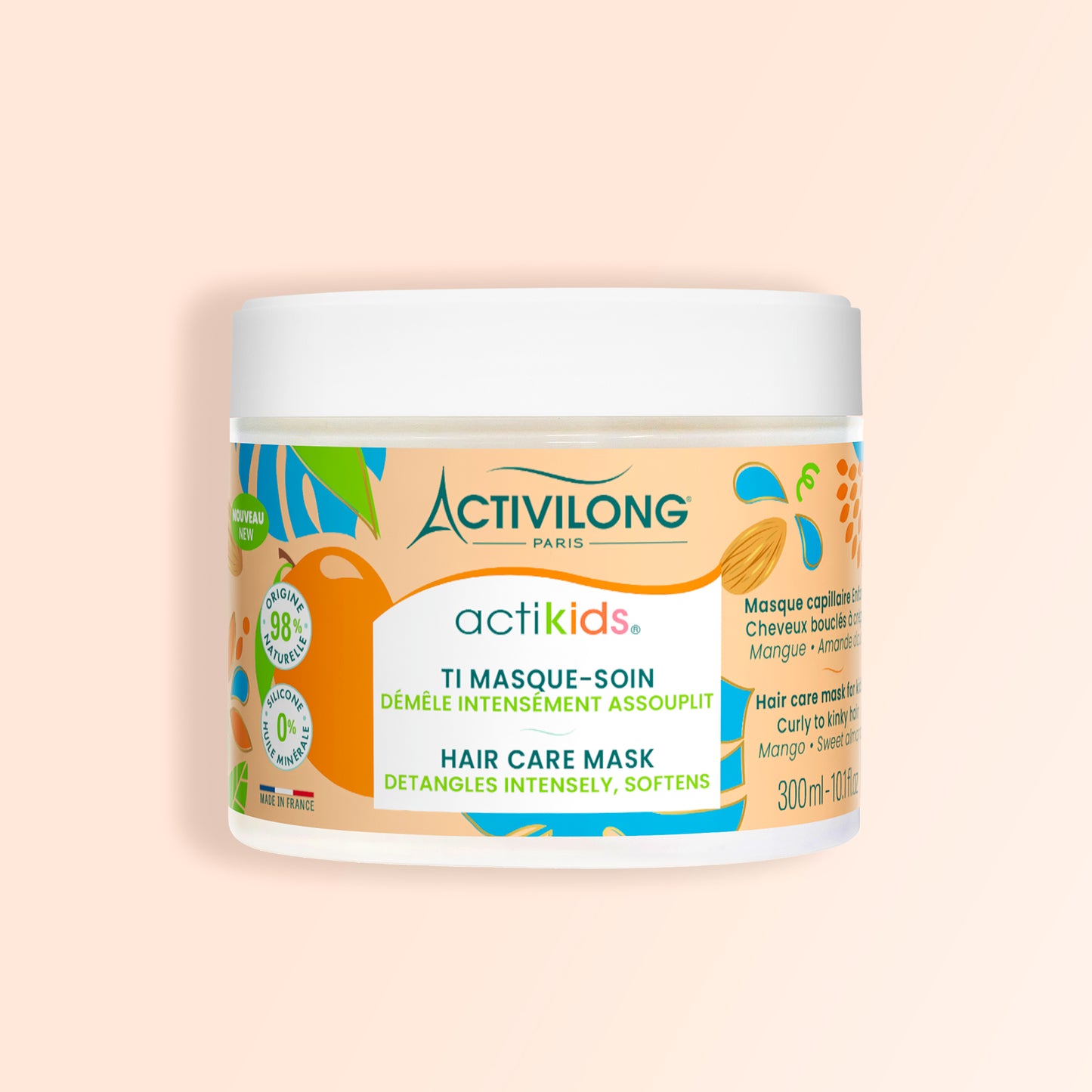 Packshot du masque-soin enfant de la gamme Actikids sur fond crème