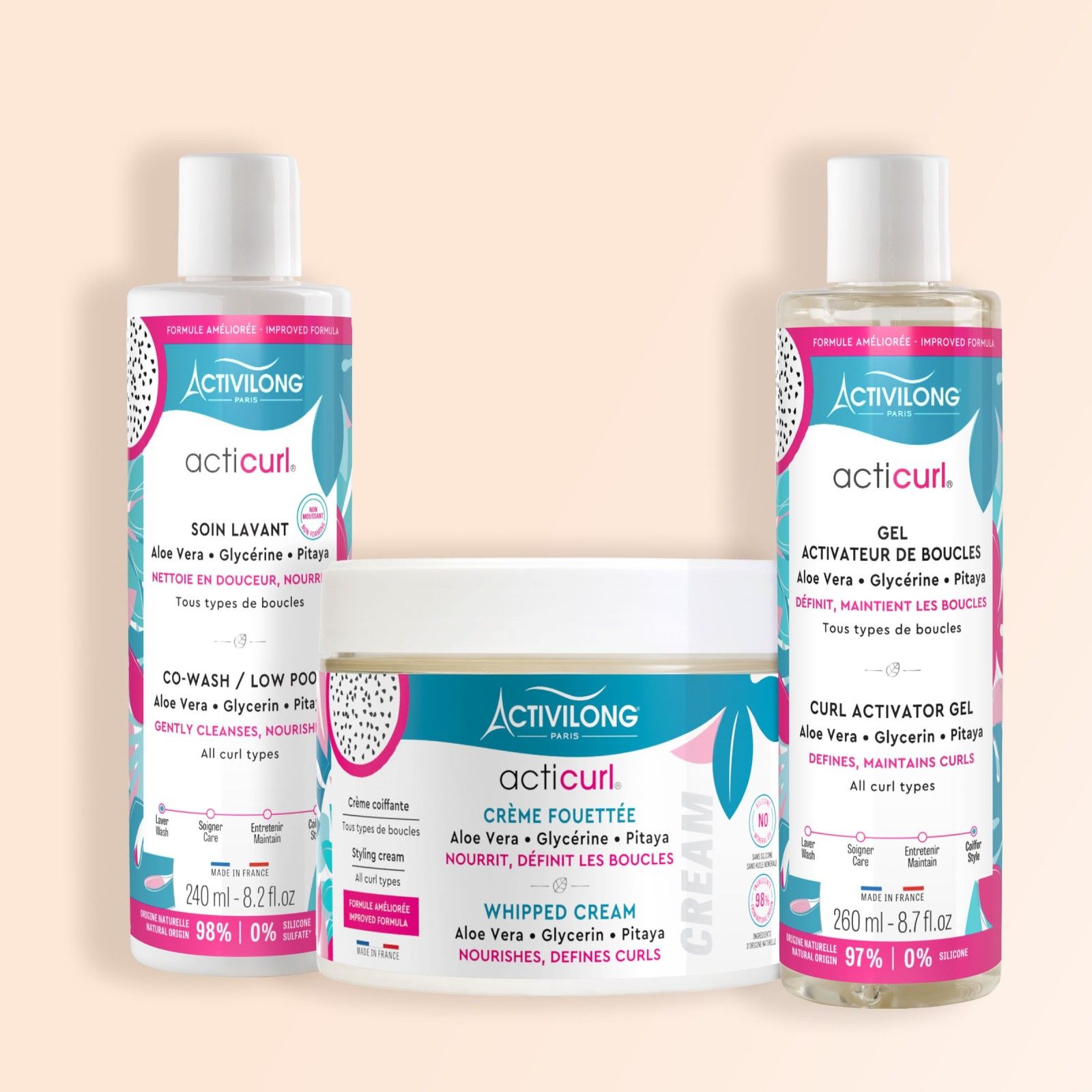 Trio Wash N' Go / Crème Fouettée Acticurl Hydra