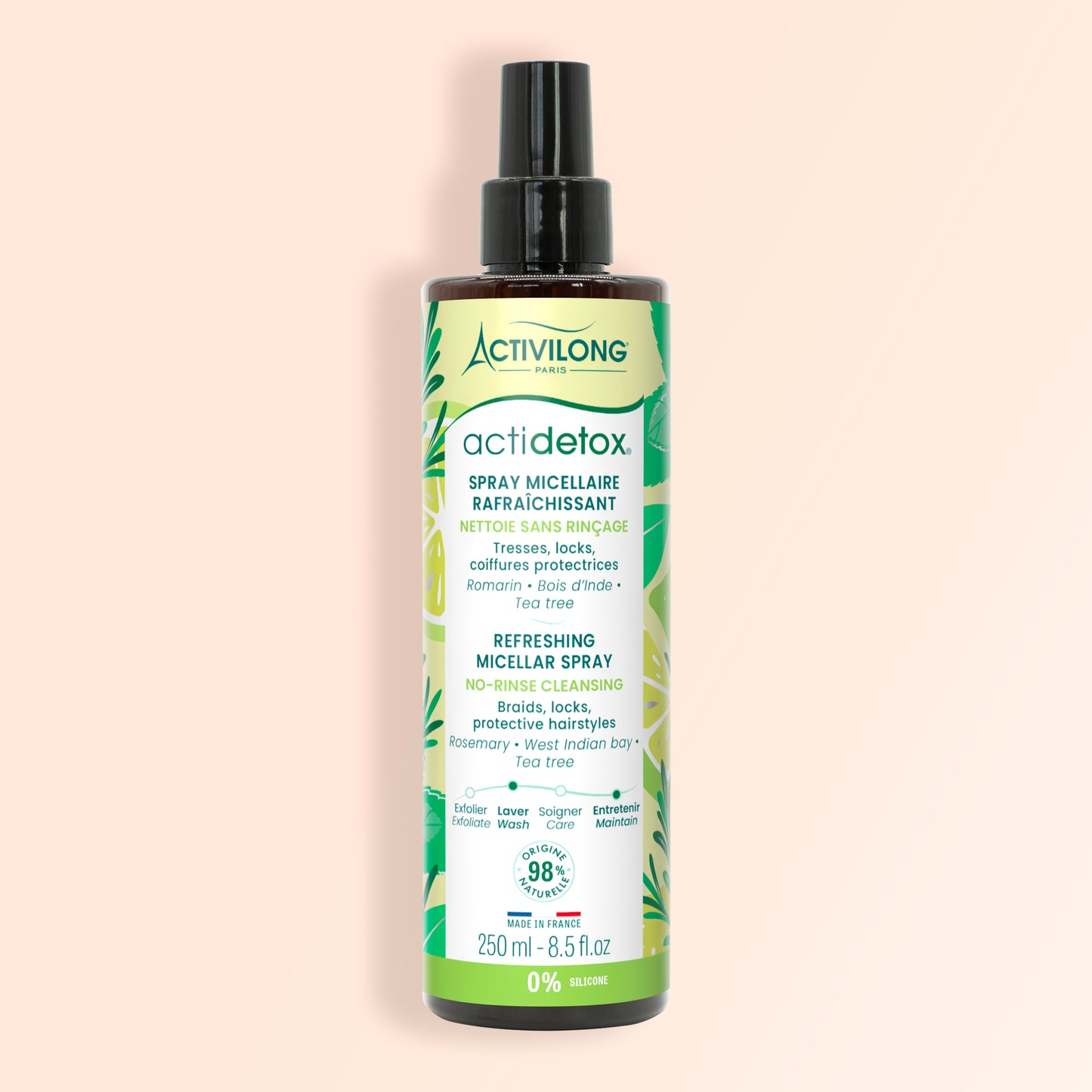 Packshot du Spray Micellaire Actidetox, soin cheveux sans rinçage sur fond crème