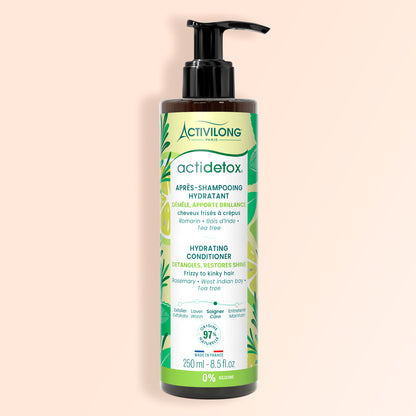 Packshot de l'Après-Shampooing Hydratant Actidetox de 250 ml sur fond crème 