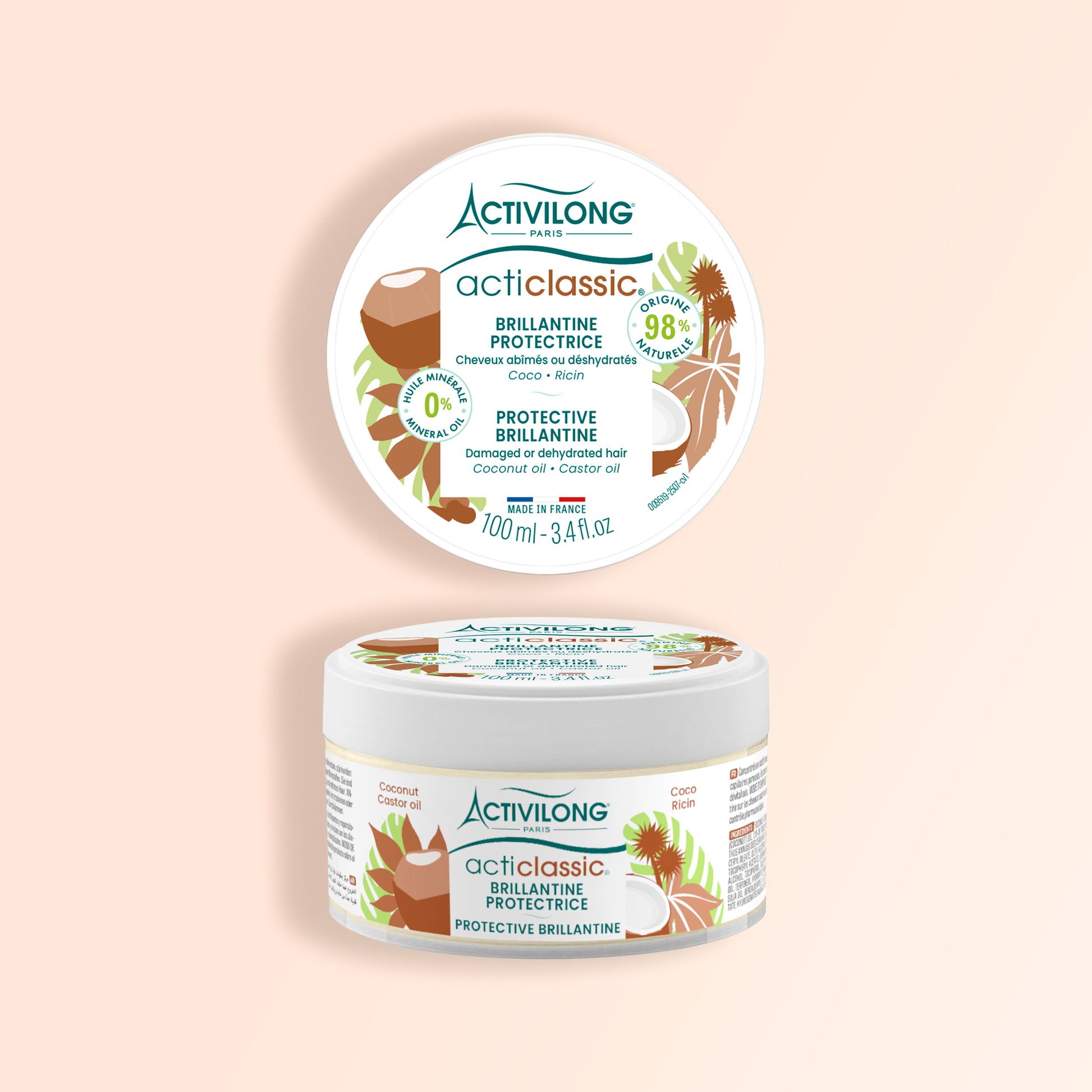 Packshot de la Brillantine Coco Ricin sur fond beige