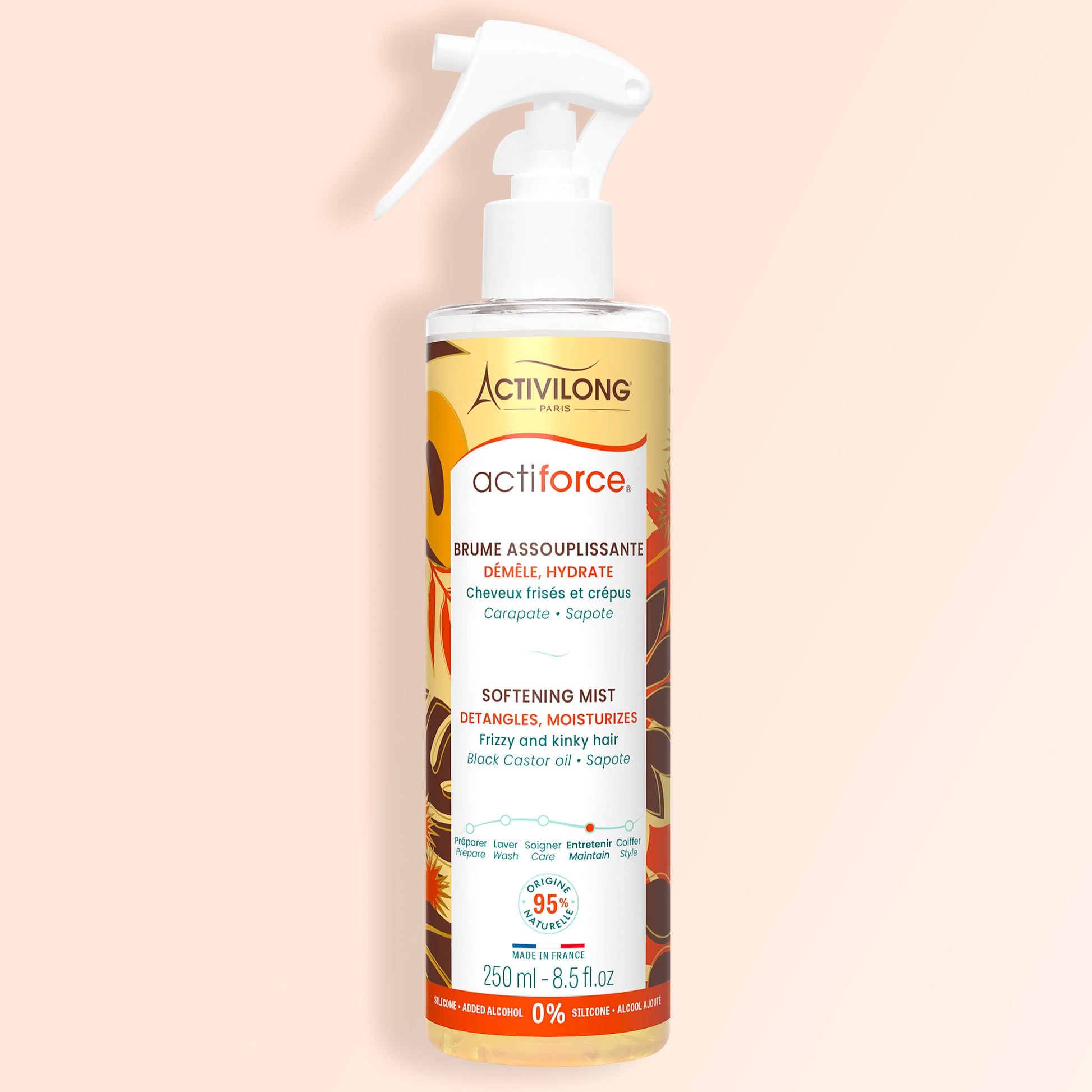 Packshot de la Brume Assouplissante Actiforce sur fond crème