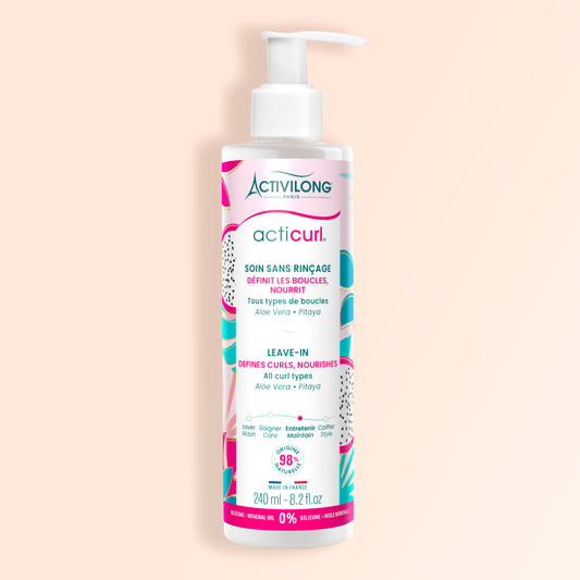 Packshot Leave-in Acticurl en flacon pompe sur fond beige