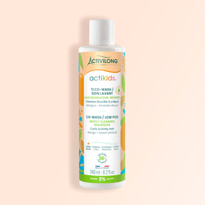 Packshot du flacon de 240 ml du Ti Co-Wash Actikids sur fond crème 